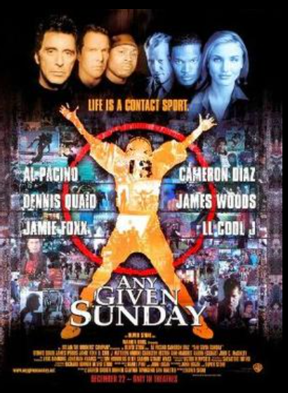 Filmas “Any Given Sunday” dinamiskā, košā reklāma