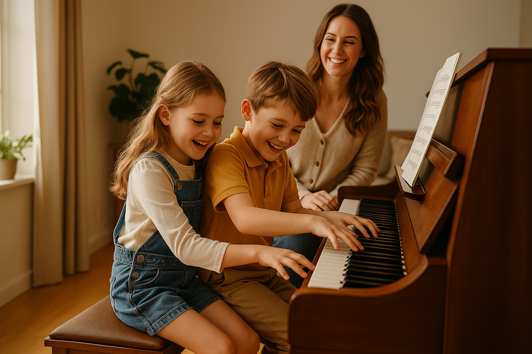 klavierstunda mājās bērnu duetam