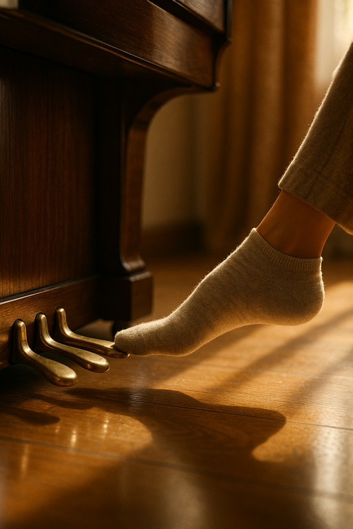 sieviete spiež klavieru pedāli mājās