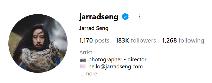 Džarada Sengas Instagram profils.