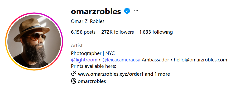 Omara Z. Roblesa Instagram profils.