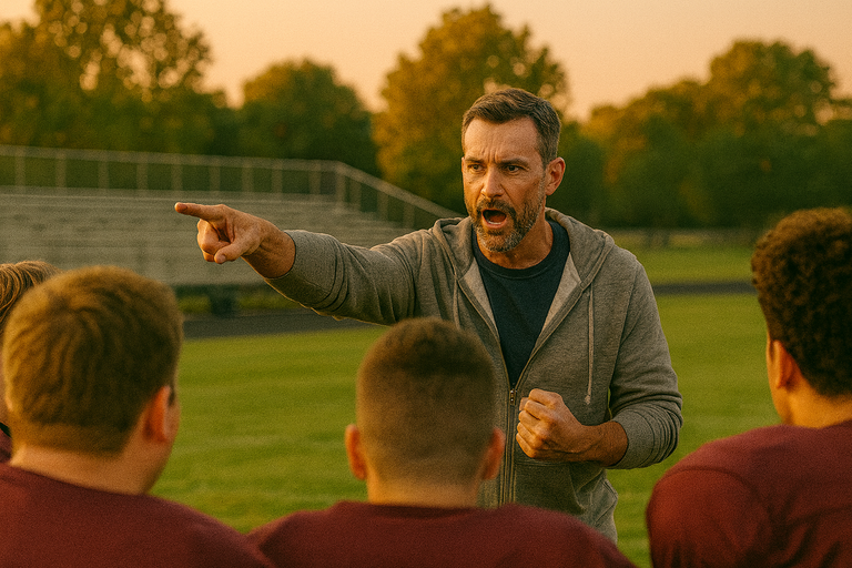 sporta treneris futbola laukumā