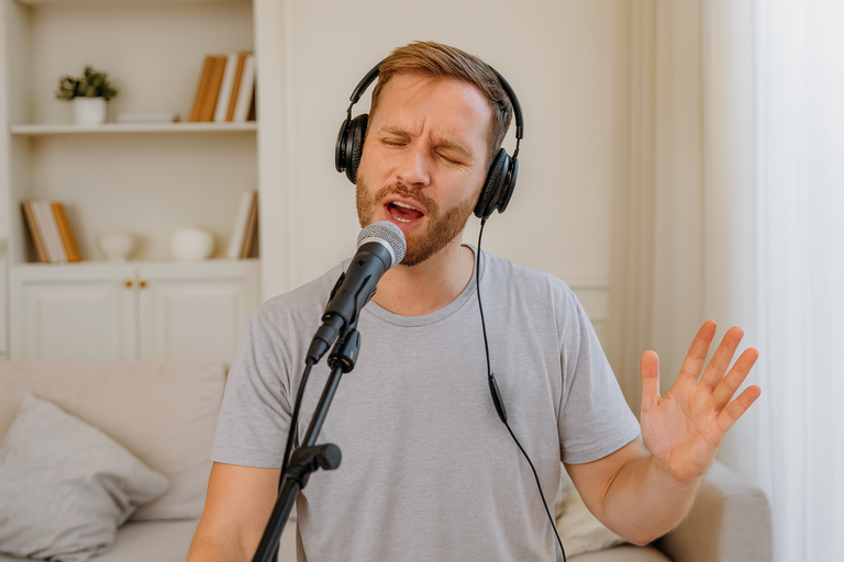 vīrietis dzied popdziesmas