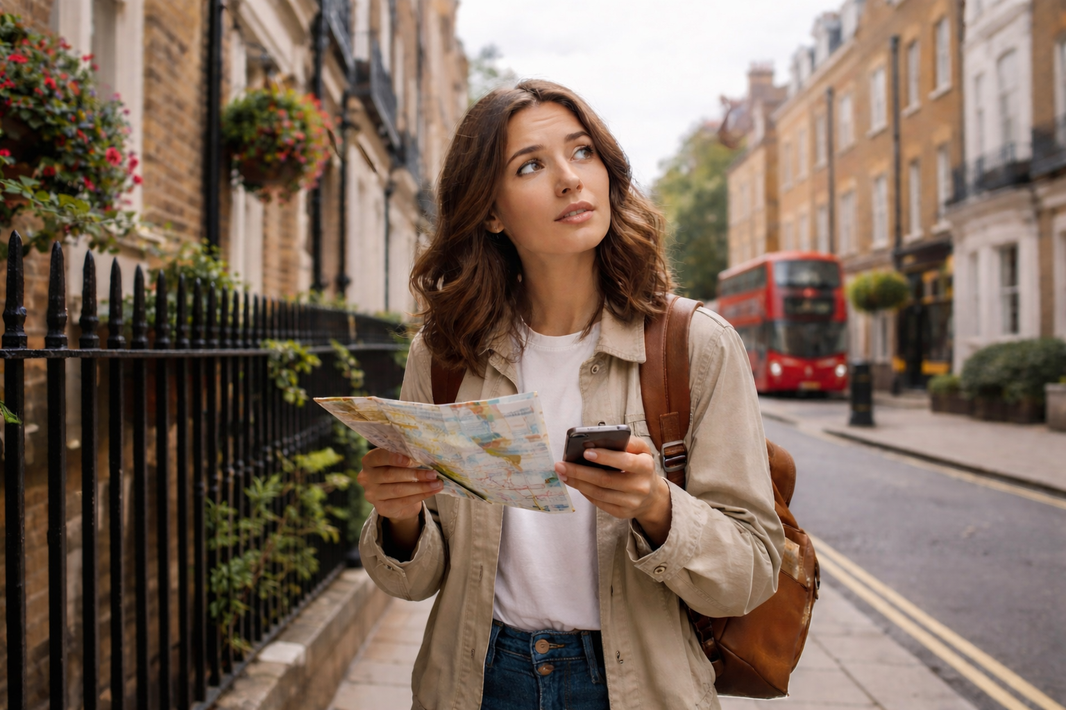 sieviete meklē ceļu Anglijas ielās