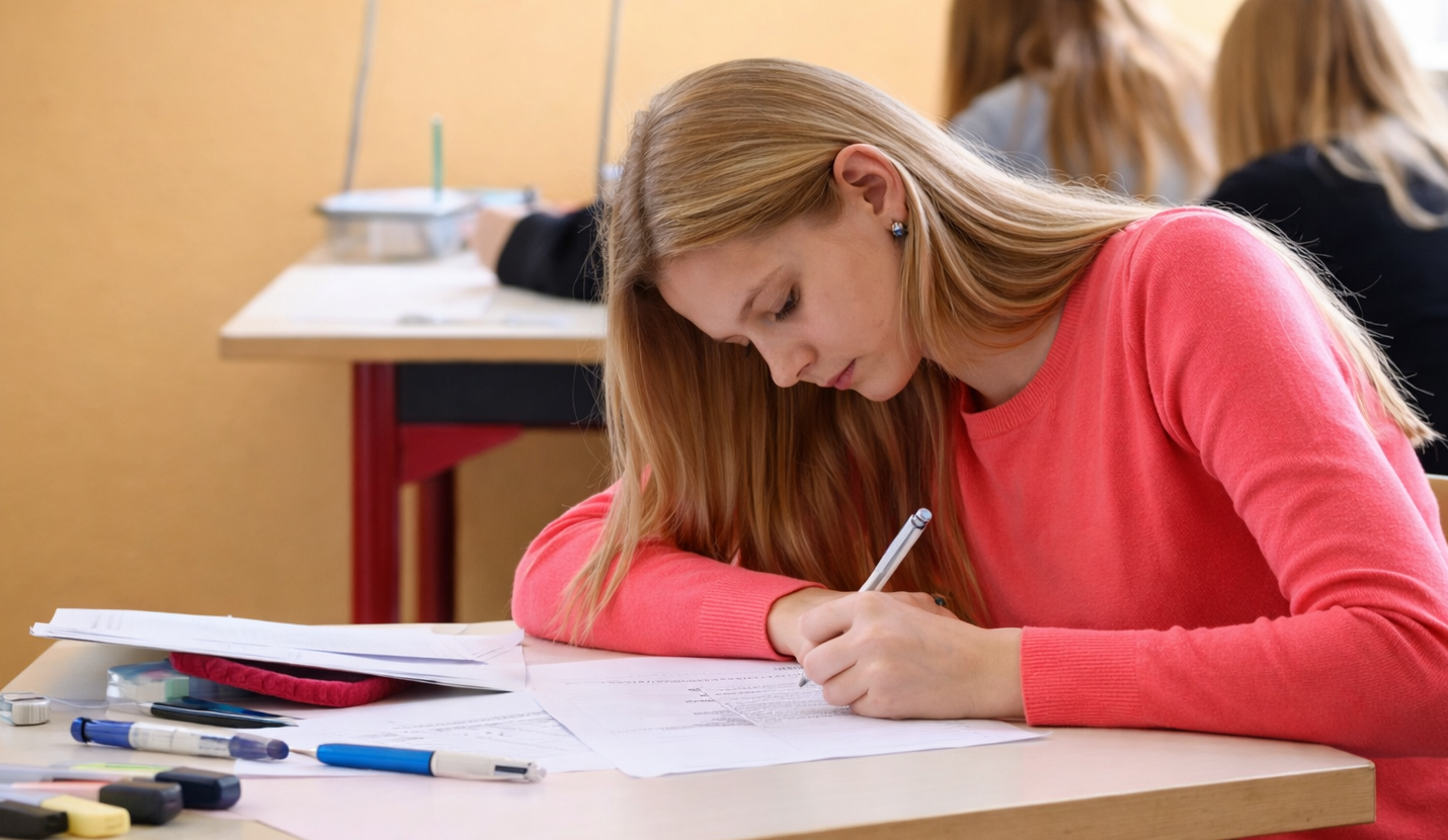 skolniece raksta domrakstu