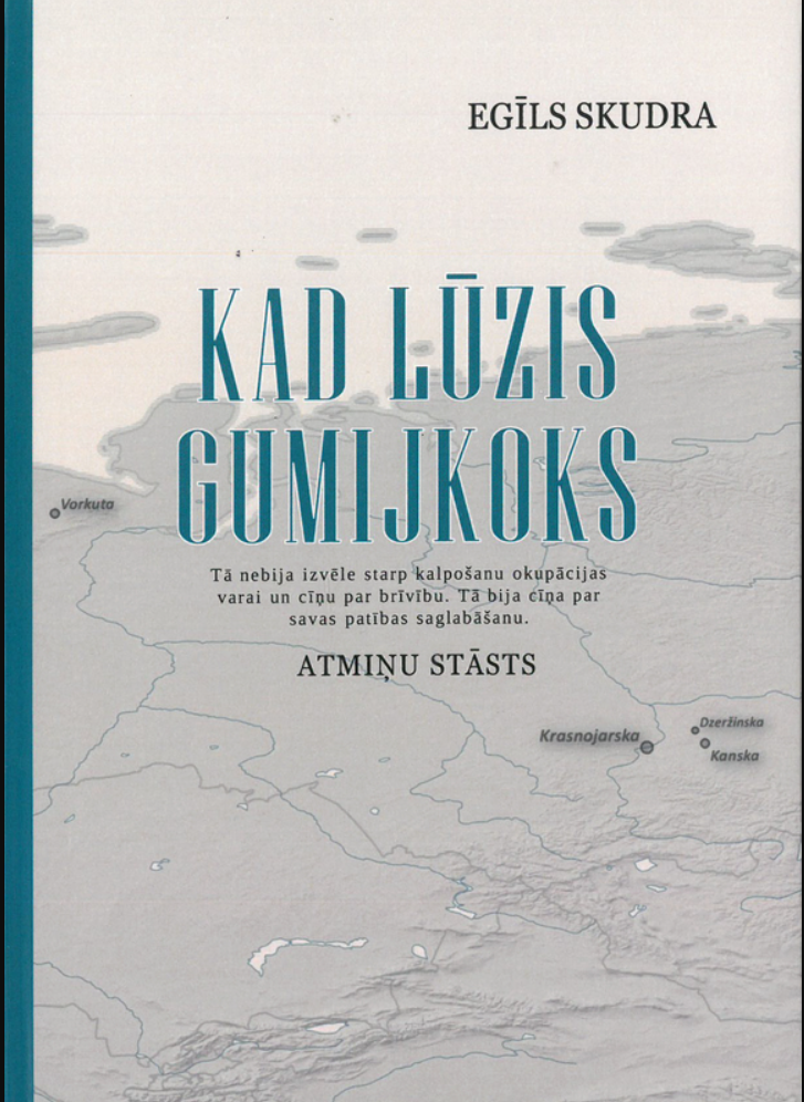 Vēsturiskās un autobiogrāfiskās grāmatas vāks ar Sibīrijas kartes motīvu.