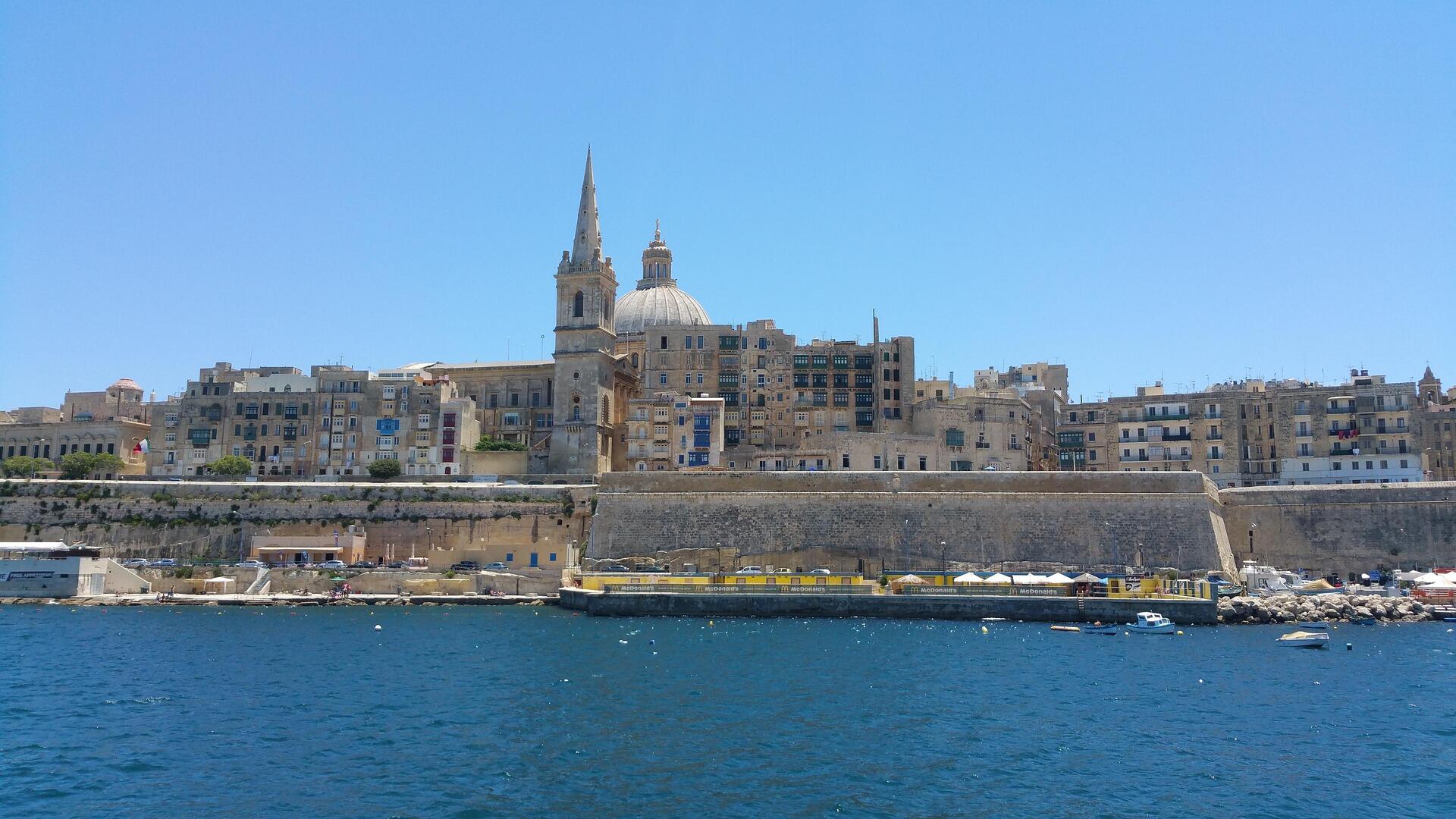 Panoramic view of Valletta, the capital city of Malta.
