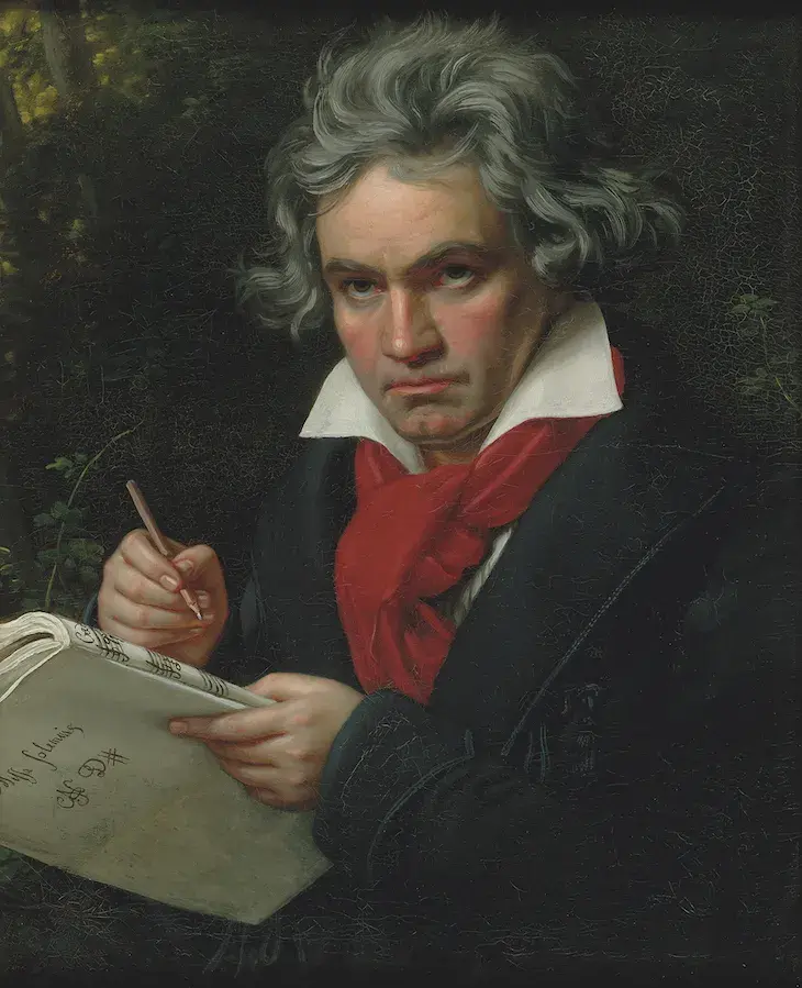 Portrait of Ludwig van Beethoven, one of the most famous classical musicians in music history