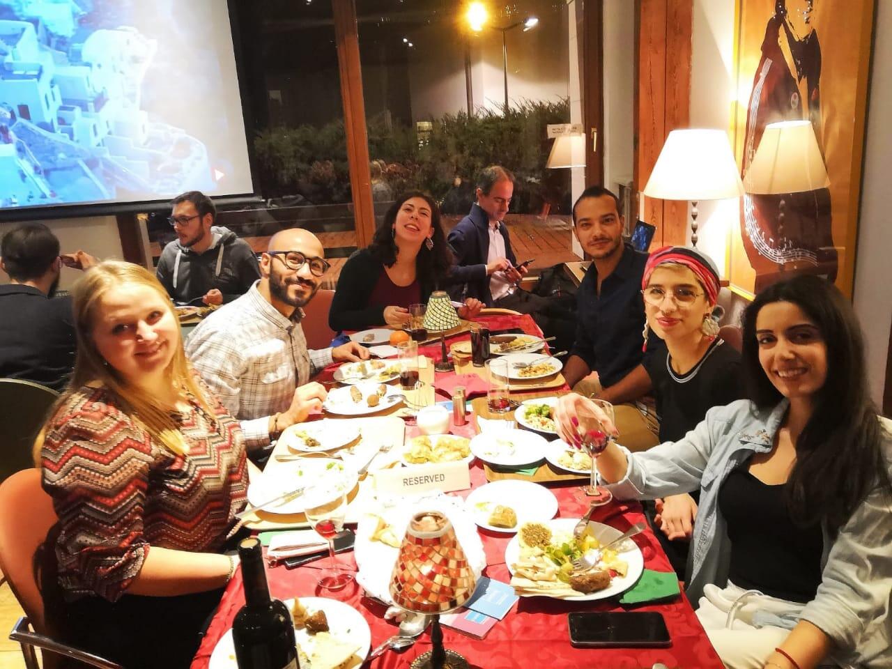 students practicing French while eating in Malta