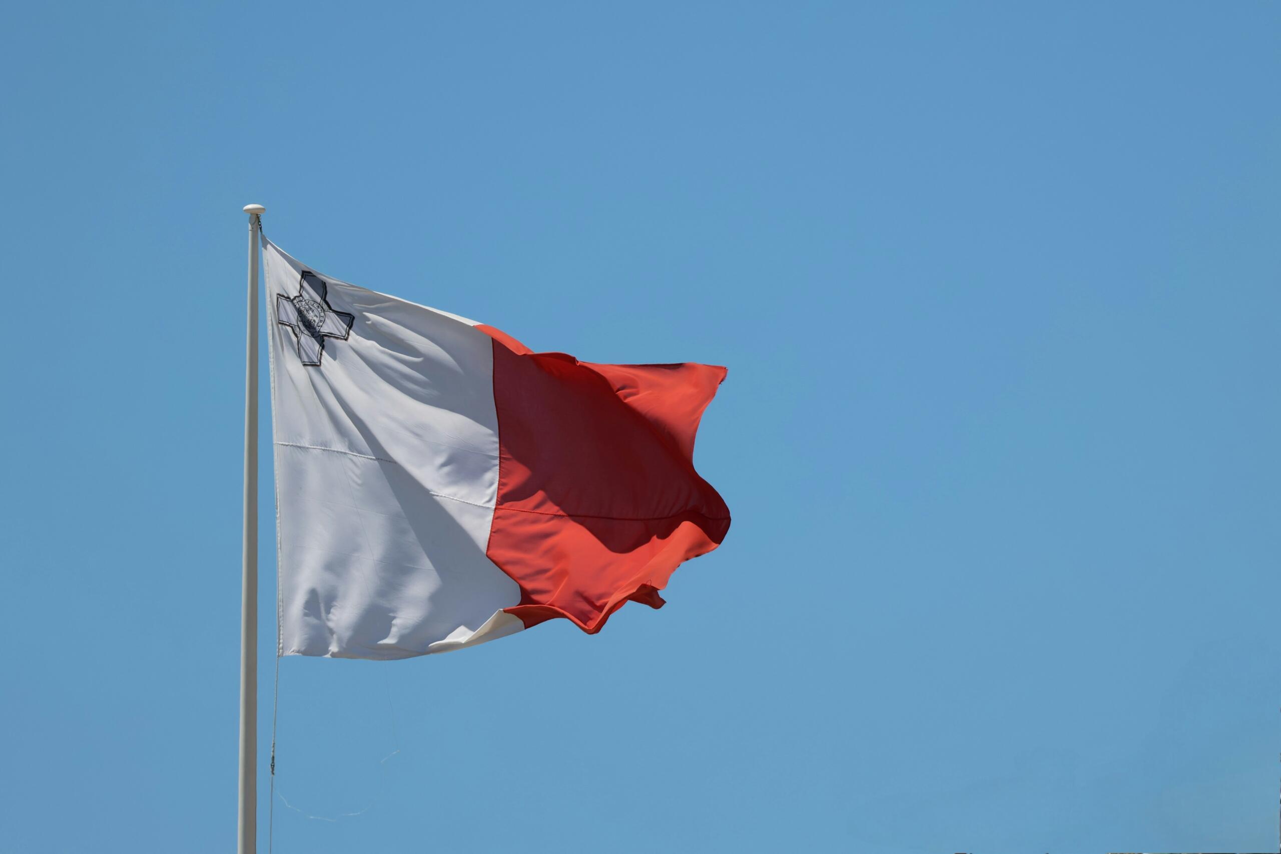 flag of Malta waving in the wind