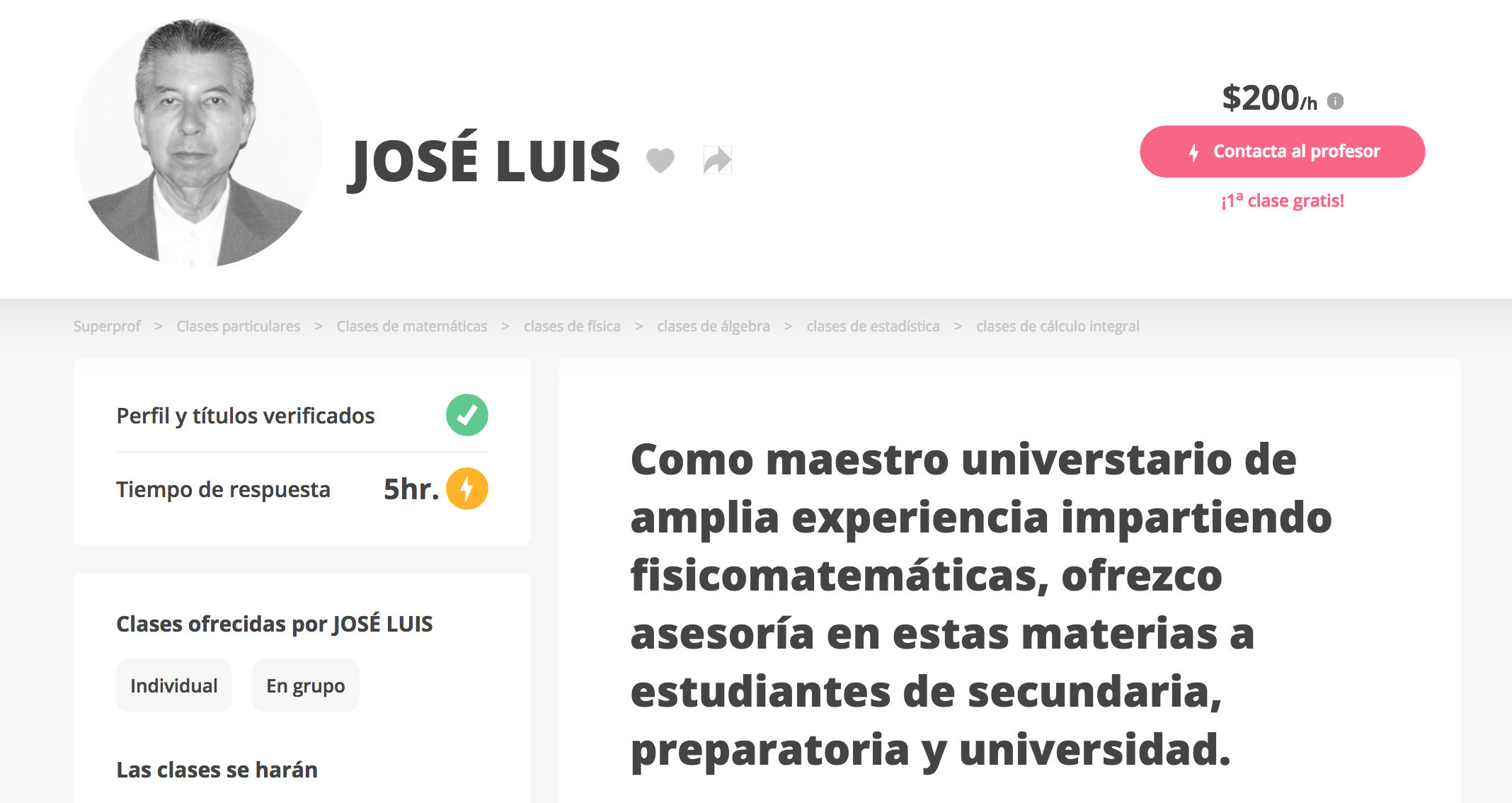 Profesor con mucha experiencia