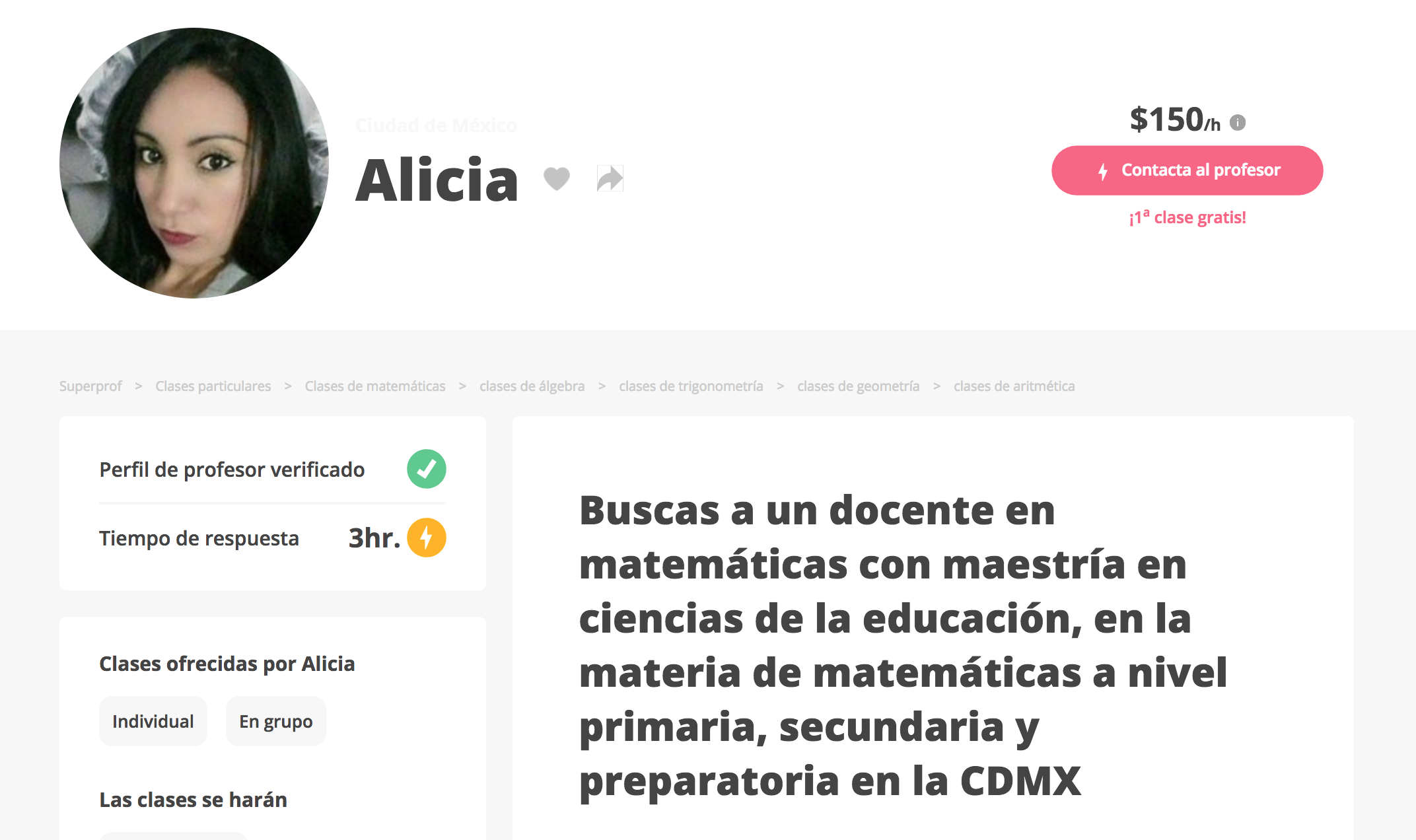 Profesora con experiencia en primaria, secundaria y preparatoria