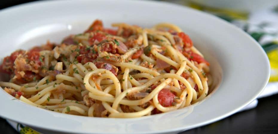 receta espagueti salsa de atun