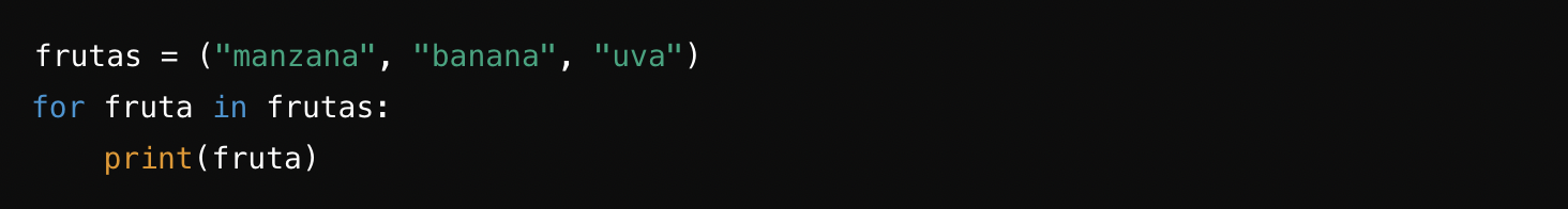 Fragmento de código que muestra la función print de Python para mostrar una lista de números del 1 al 5 utilizando range.