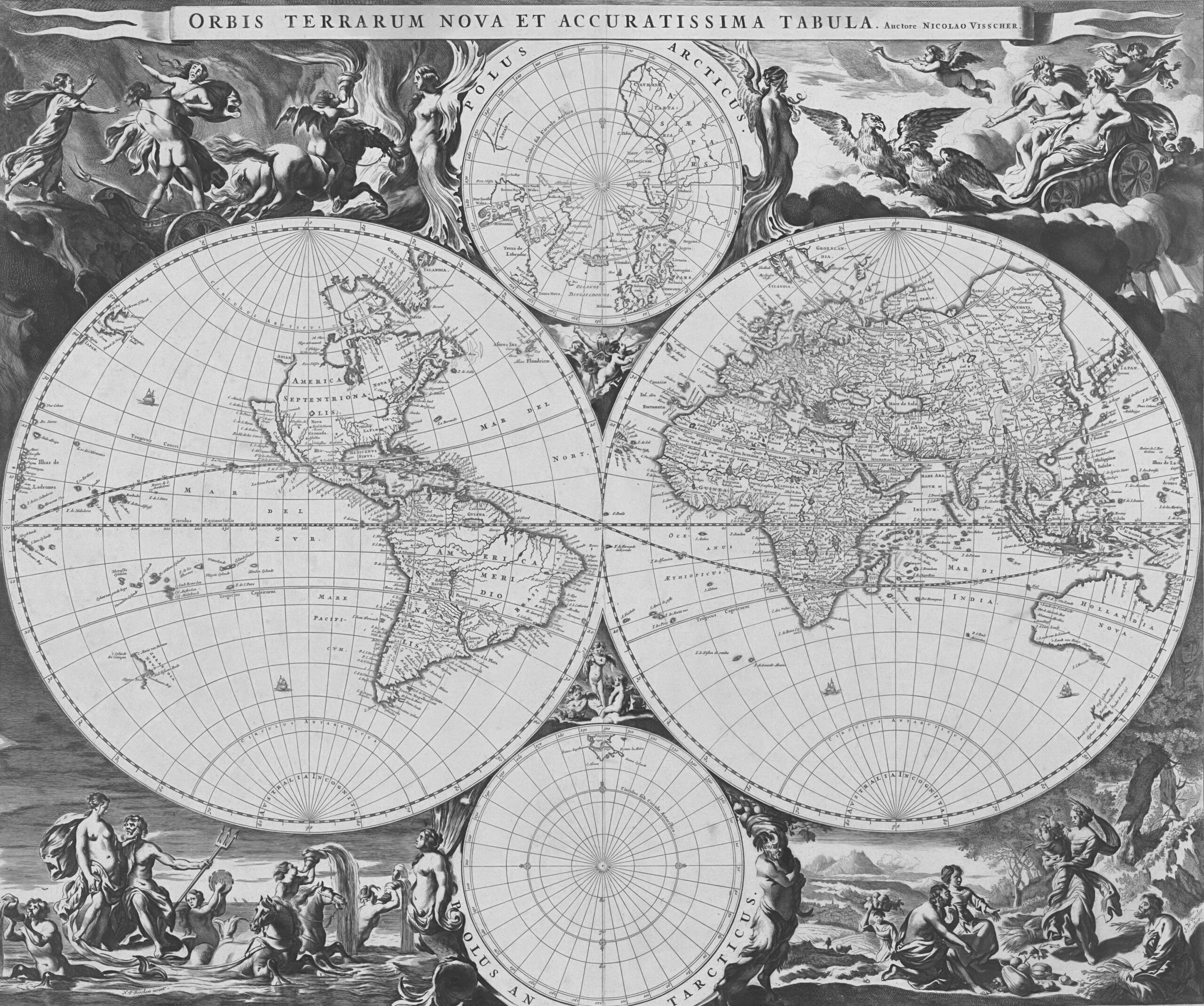 Un mapa del mundo en blanco y negro.