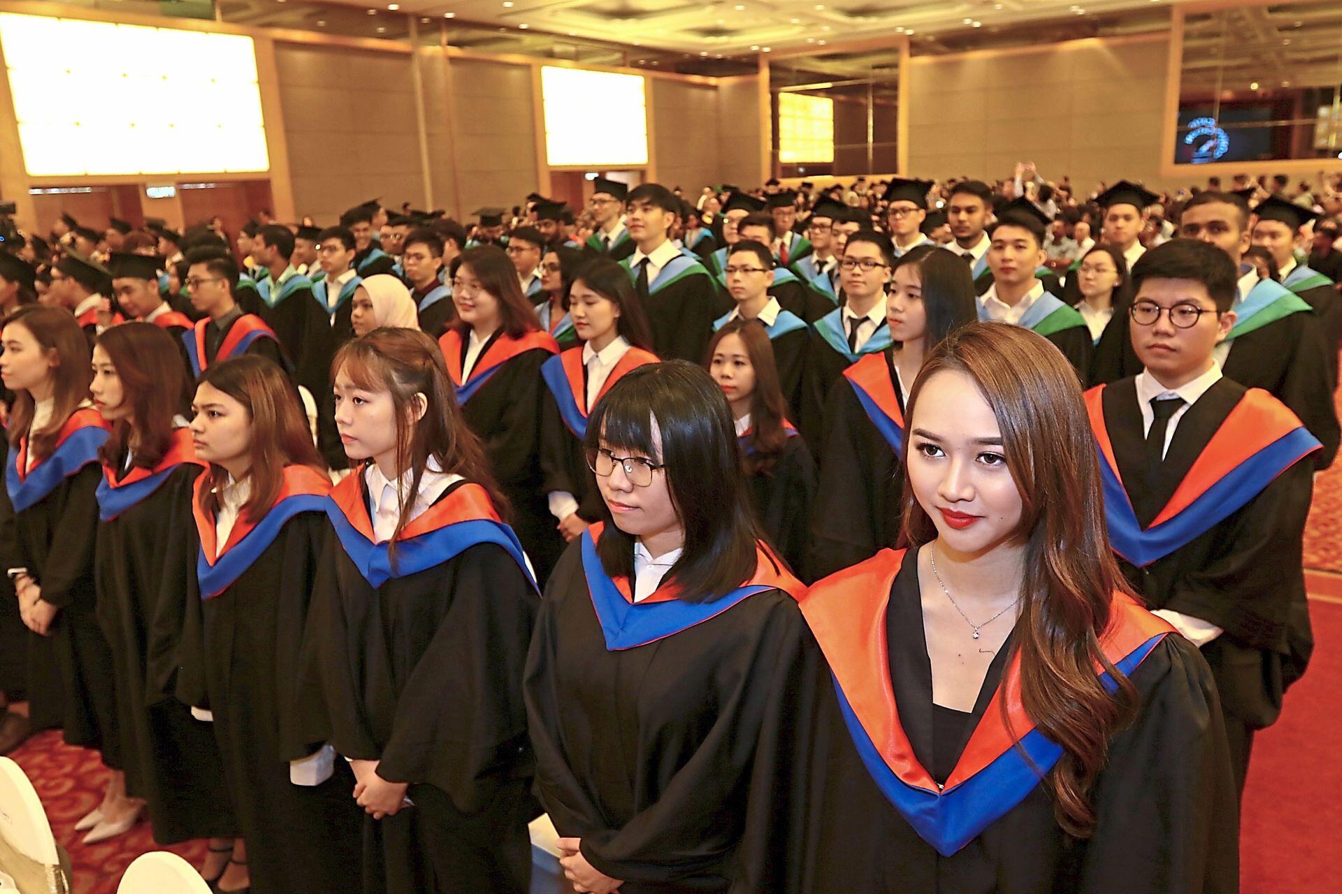 Graduates getting ready to receive their award from during the Convocation ceremony.