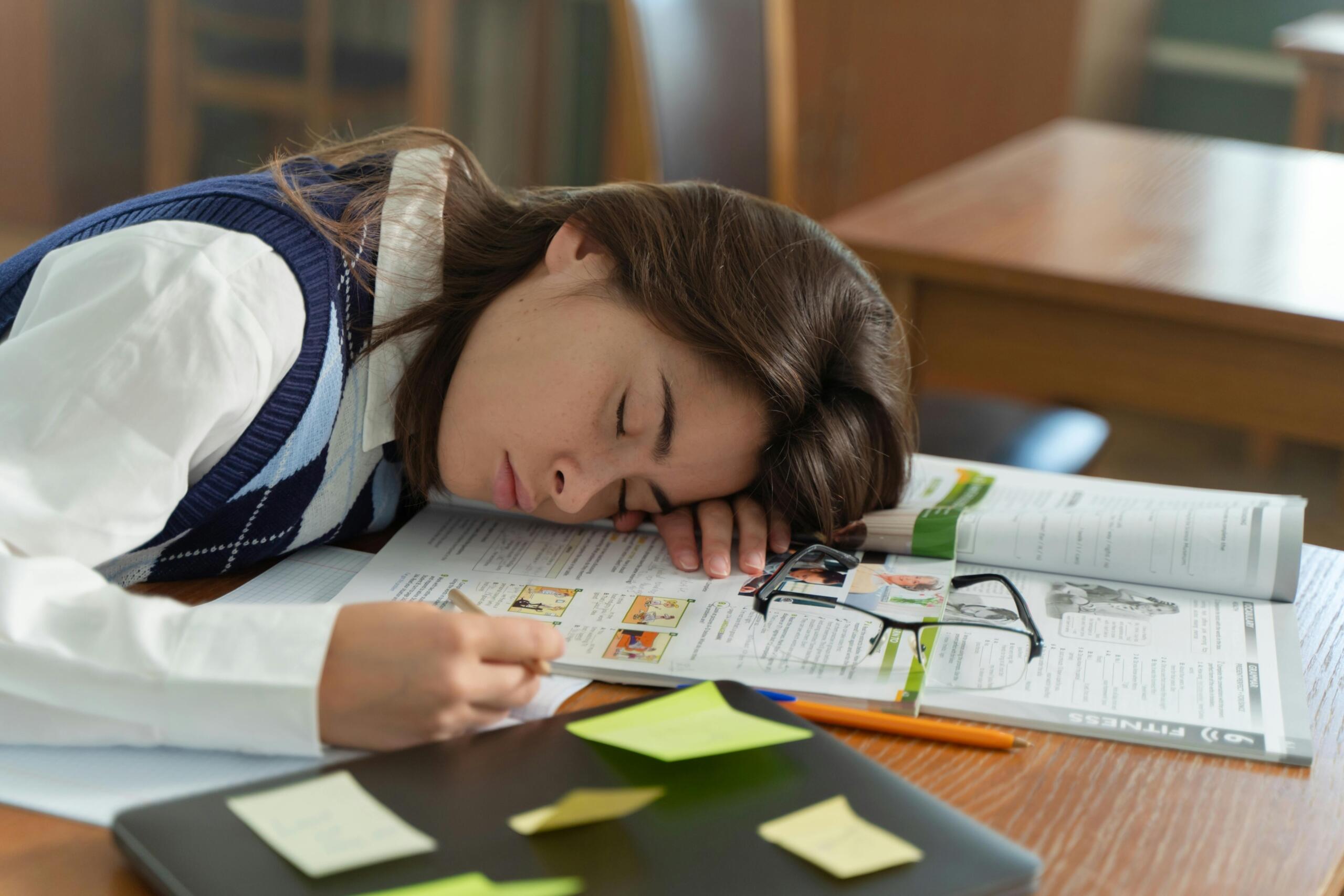 Student sleeping on desk