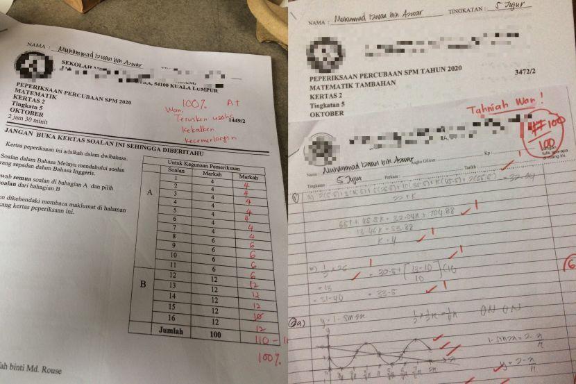 spm candidate gets full marks on math exam