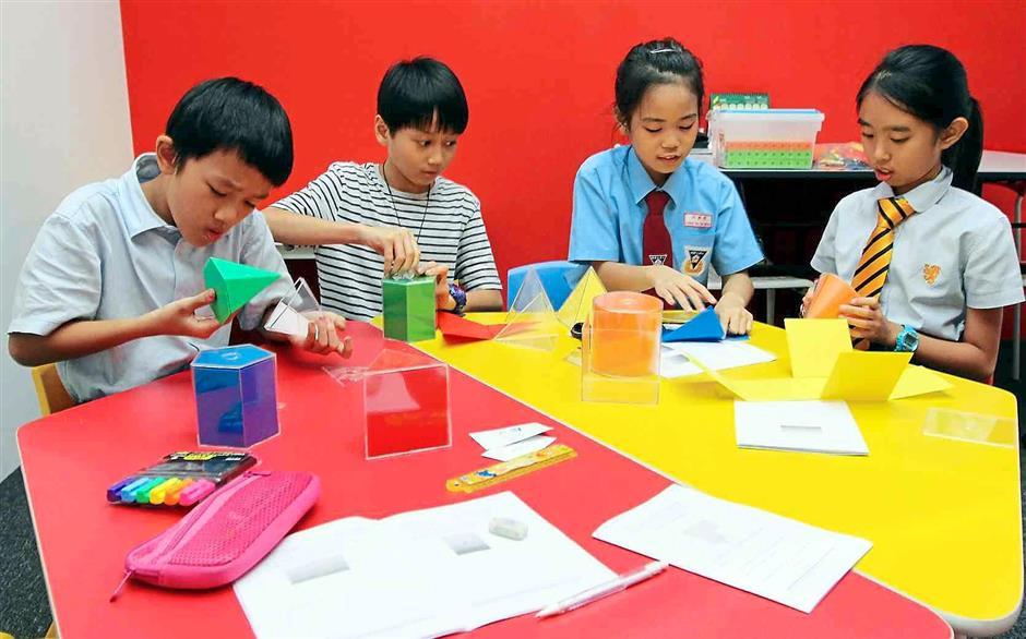 student learning about geometry