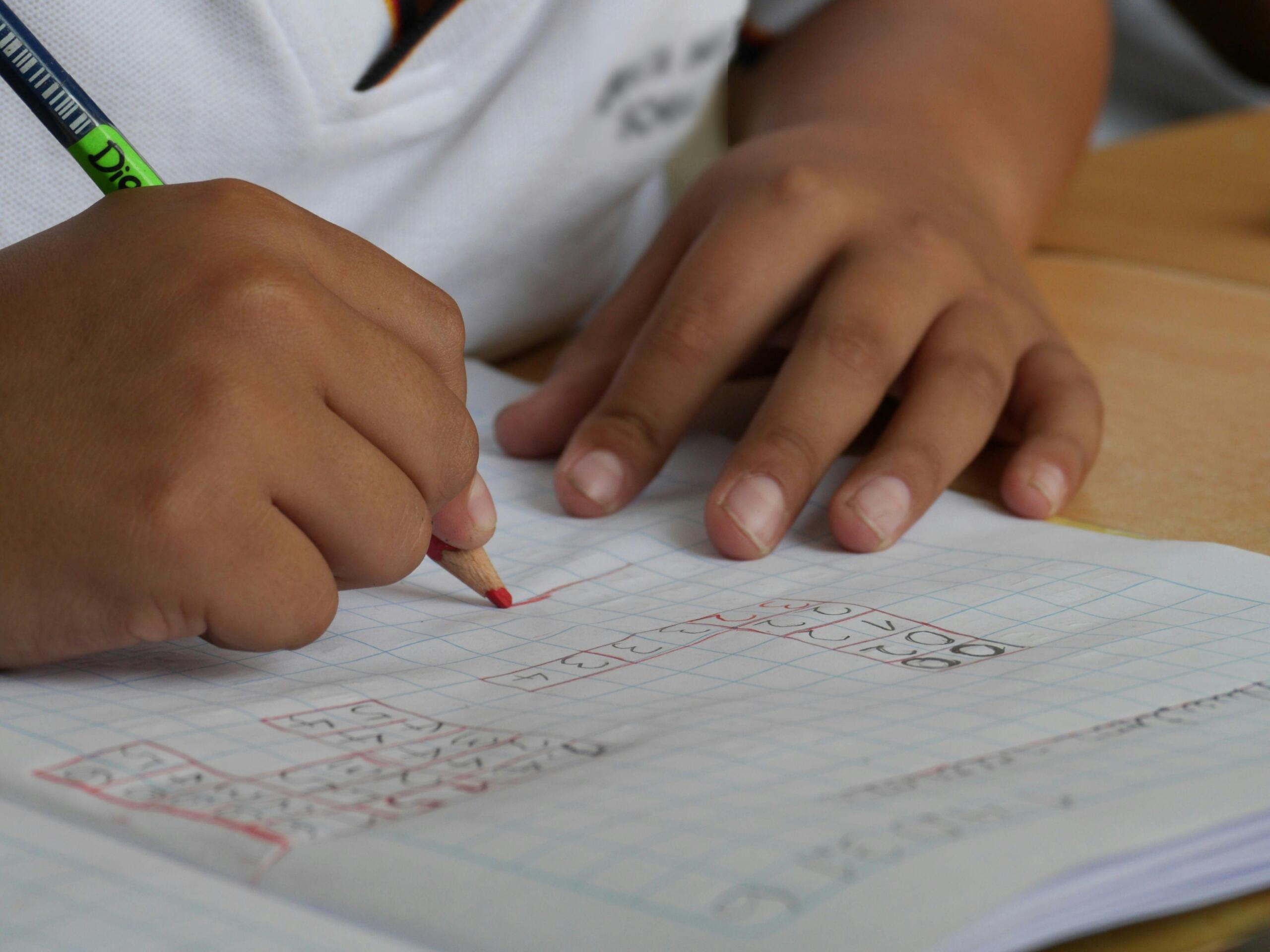 Math homework on a notebook
