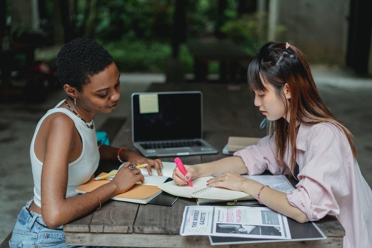two women taking an esol class