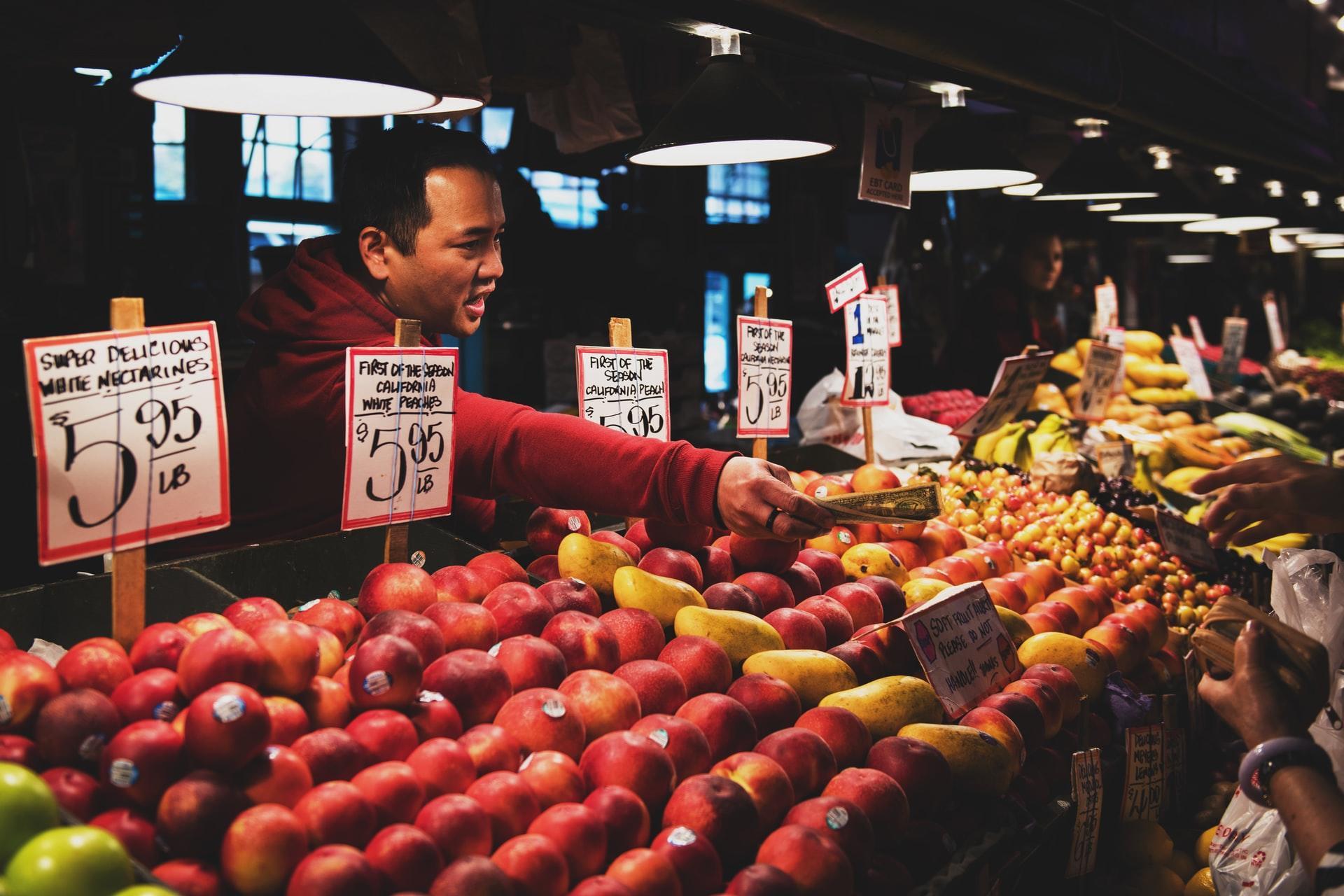a fruit vendor doing business