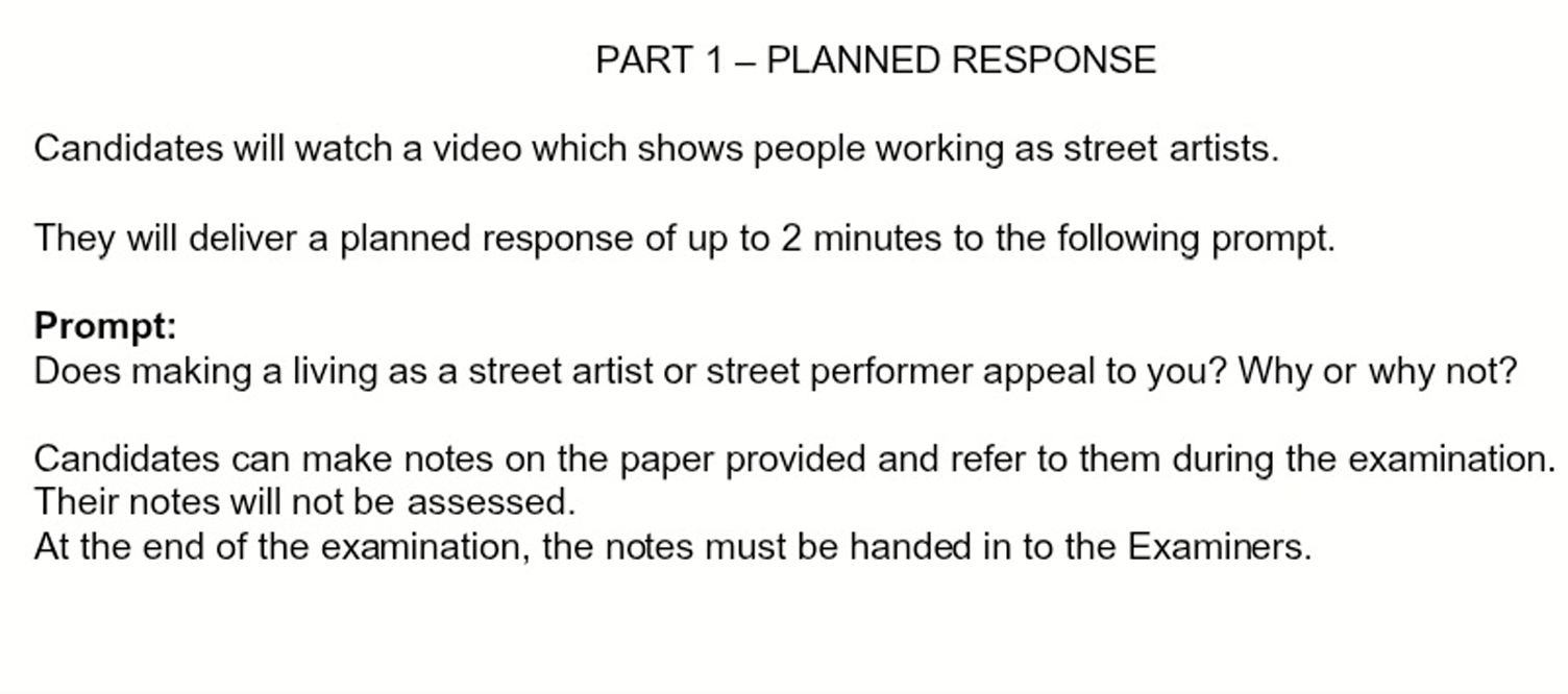 Sample question from the Writing paper