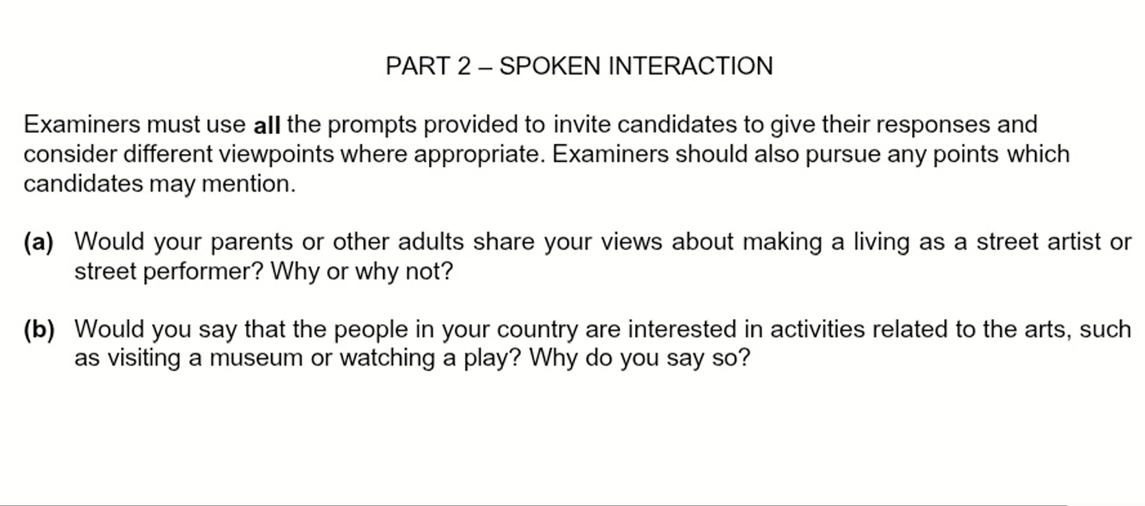 Sample question from the Writing paper