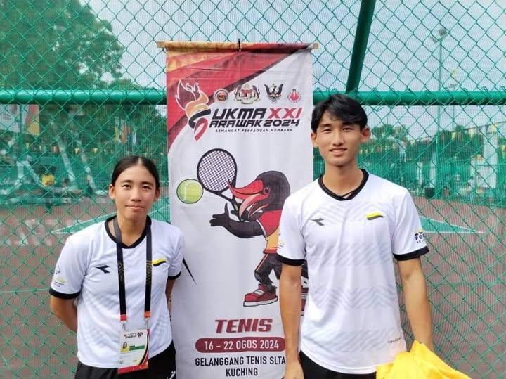 National players Shihomi Leong (left), Mitsuki Leong (right) during SUKMA 2024 in Sarawak.