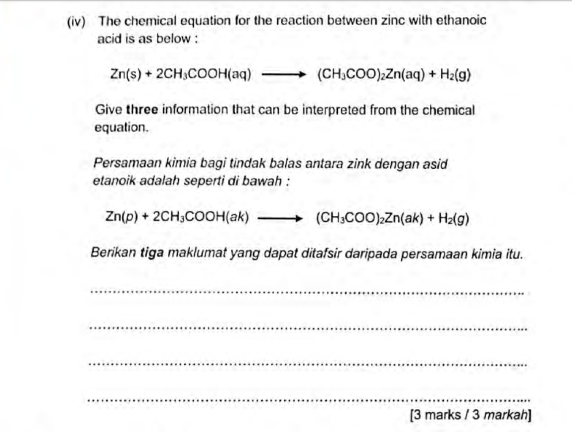 Paper 2 SPM Chemistry