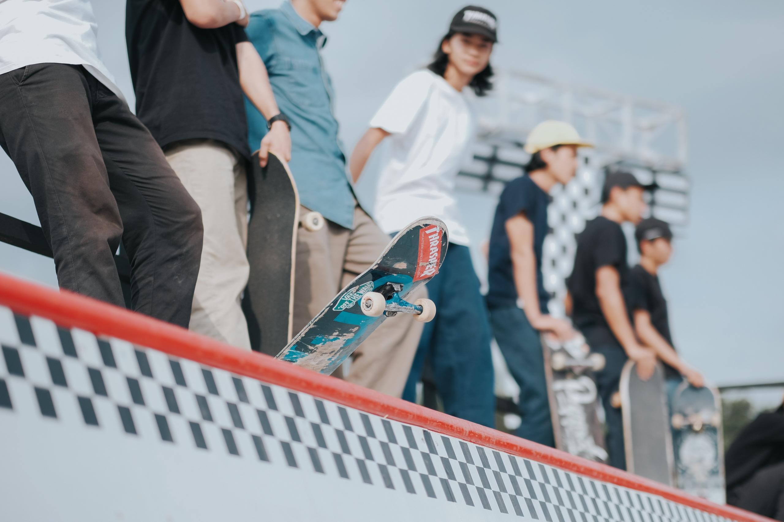 Skateboarding with friends