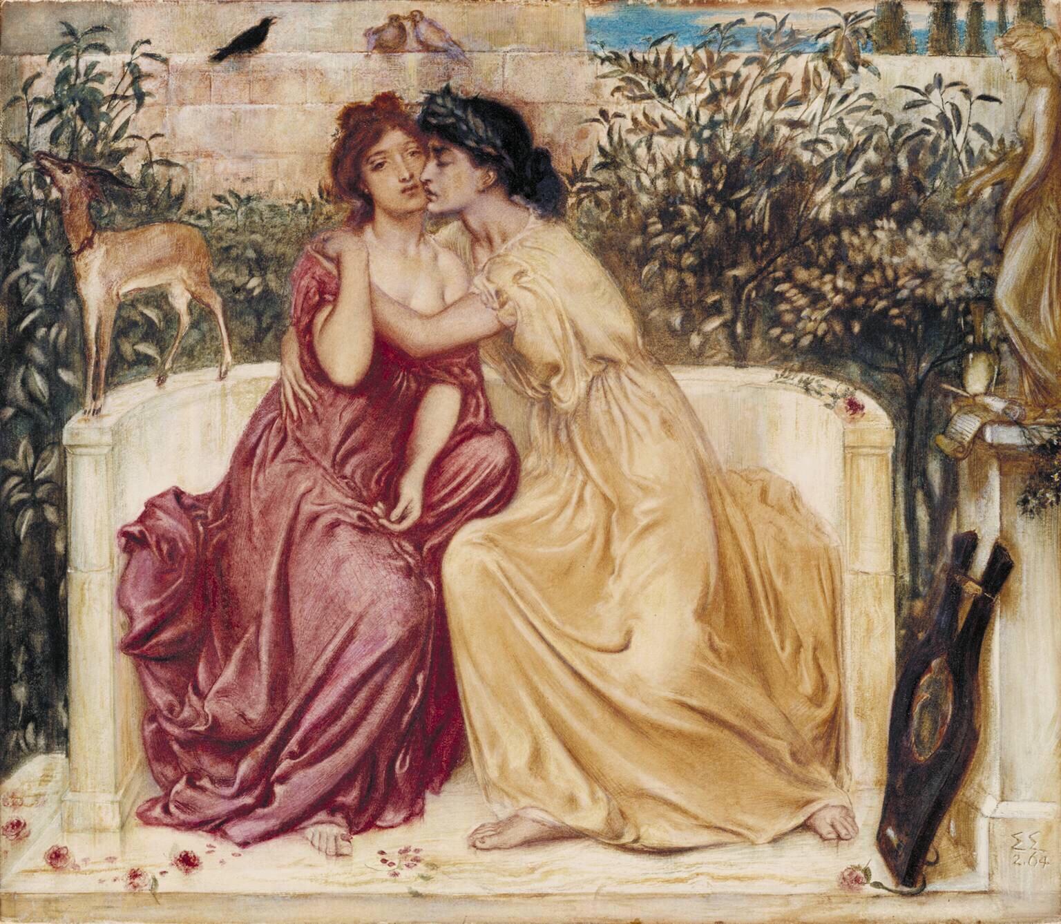 Painting of Sappho and her lover.