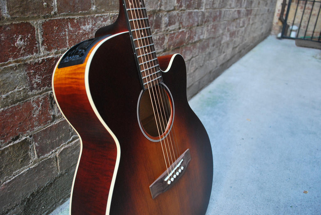 An electro-acoustic guitar for sale.