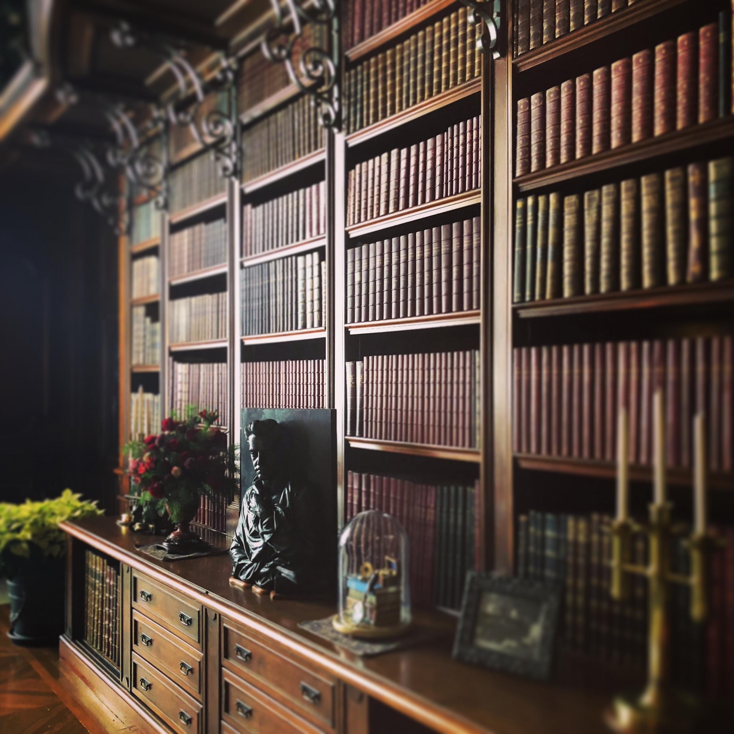 A neatly stacked library