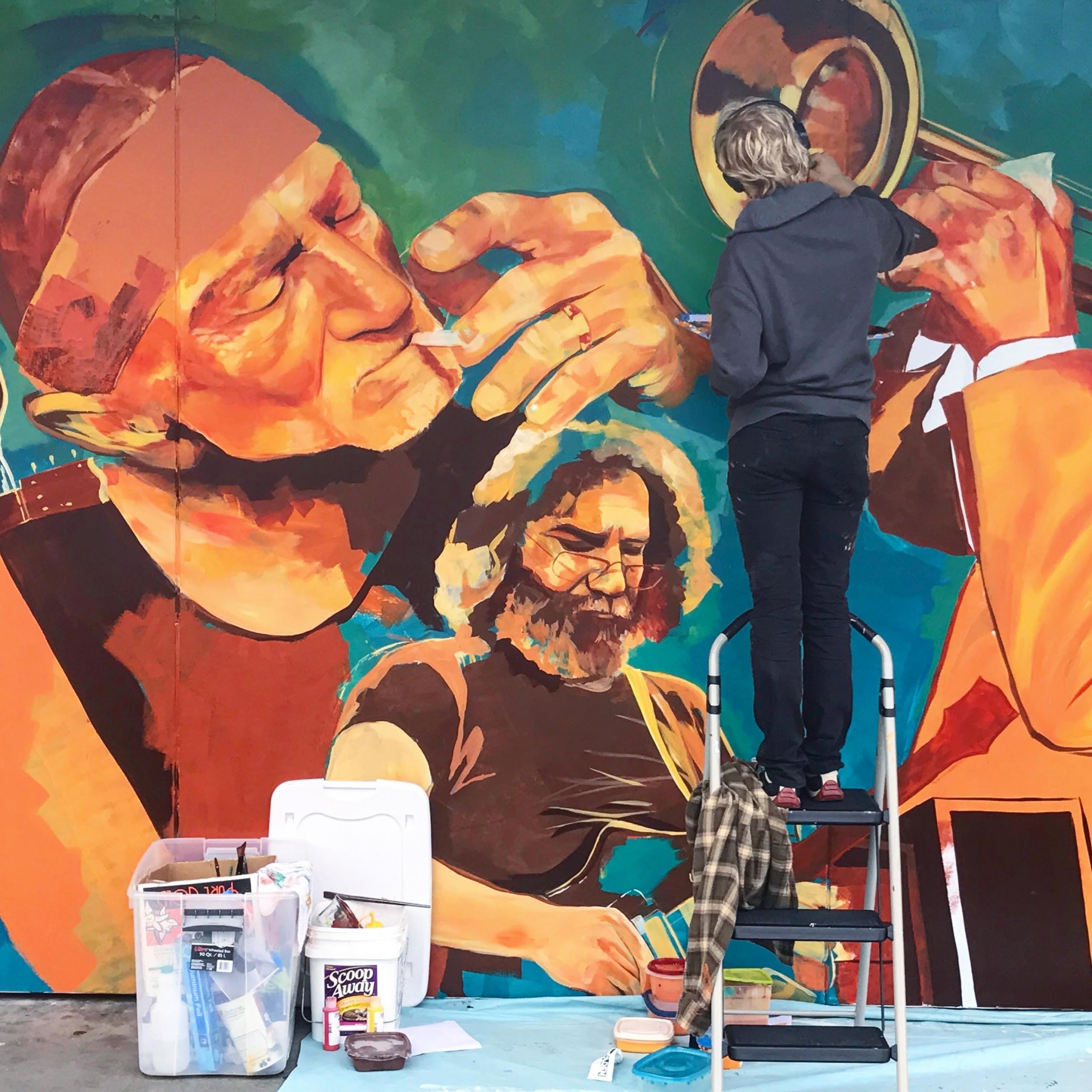 A man painting