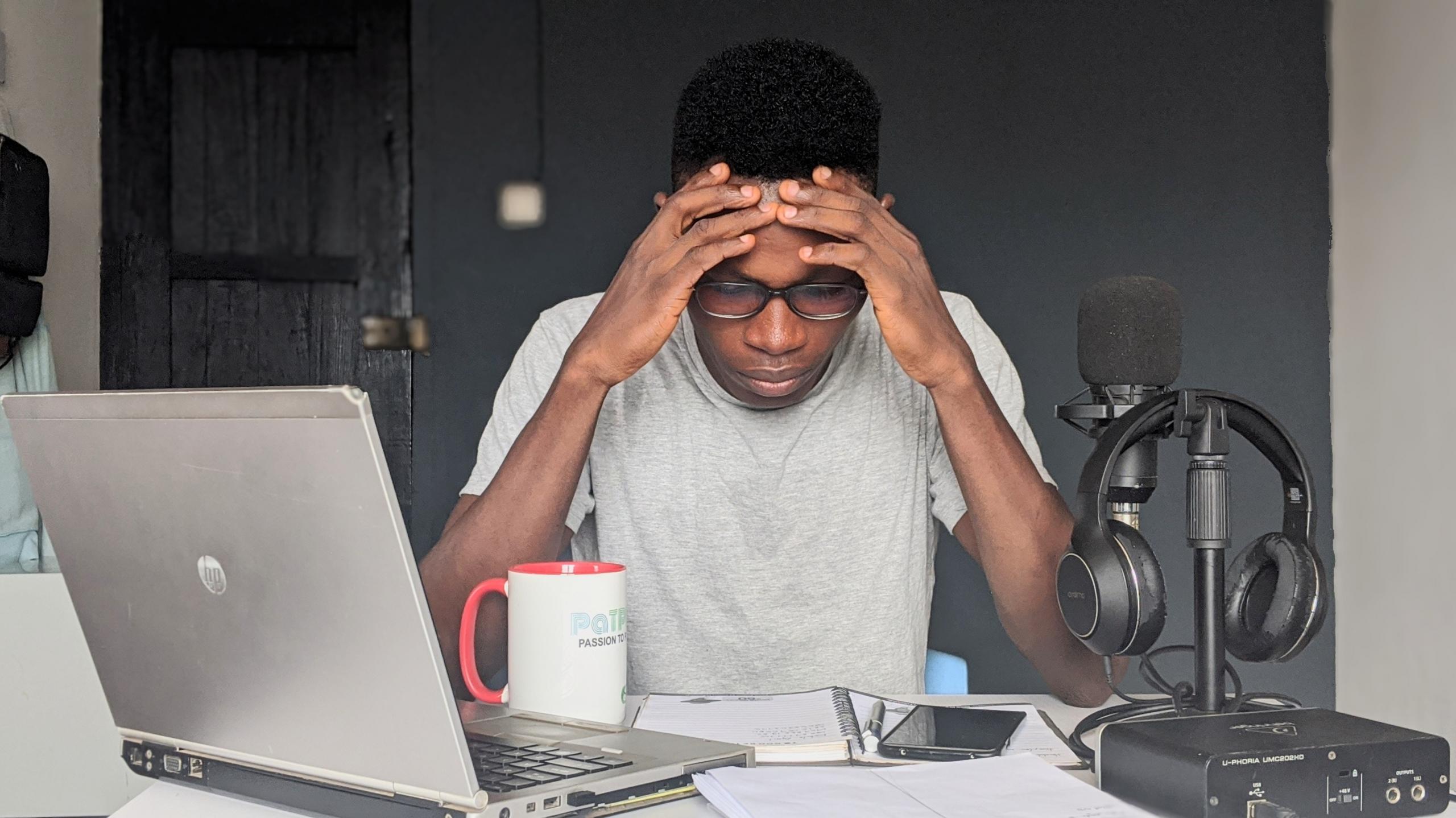Young man reading
