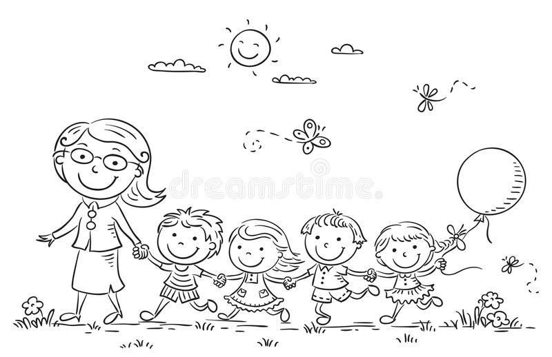 Children and teacher playing