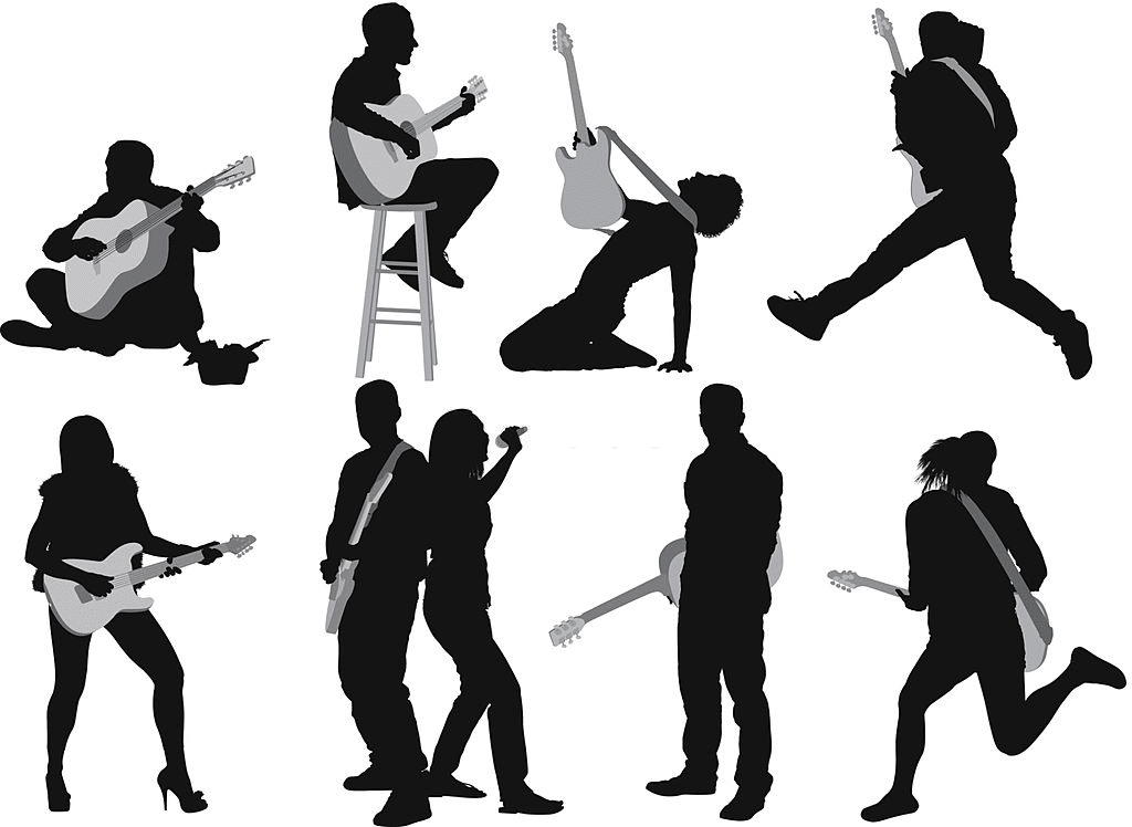 different guitar players