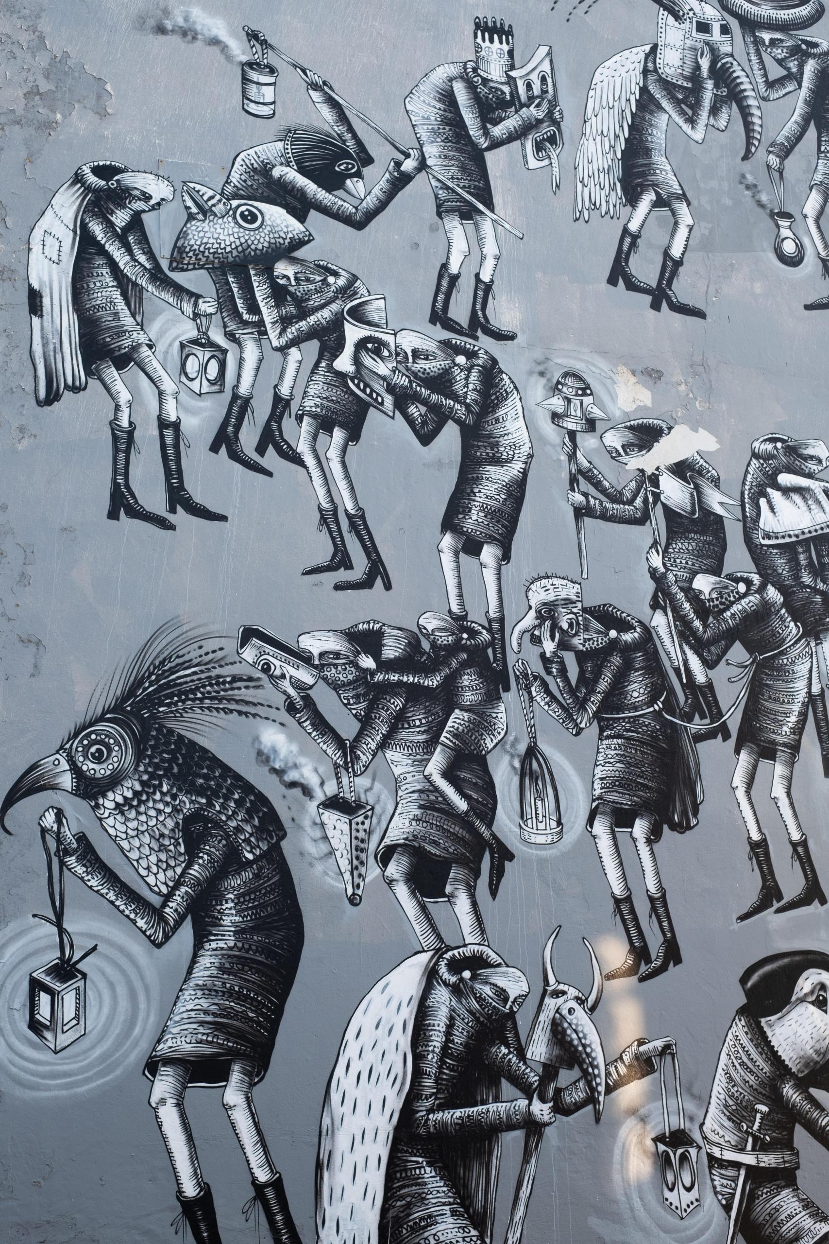 a collection of animals reflected on a drawing sheet.