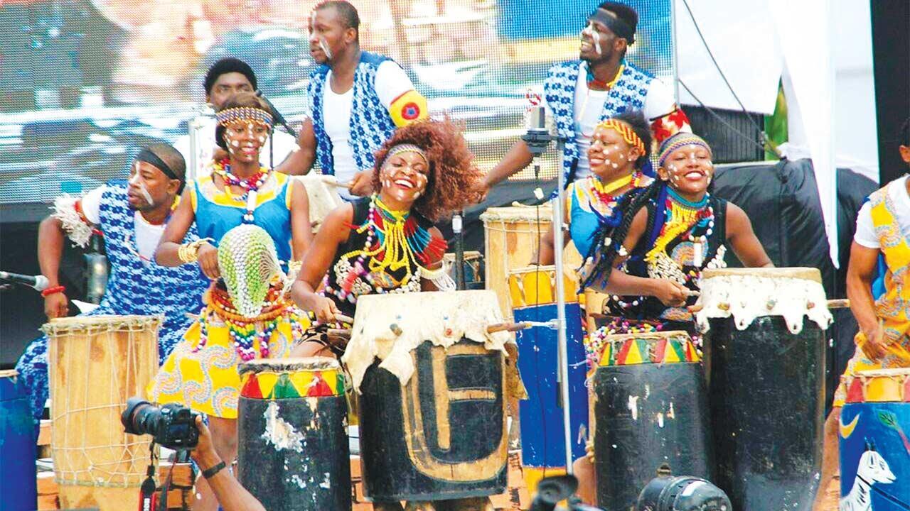 Drummers playing in a carnival