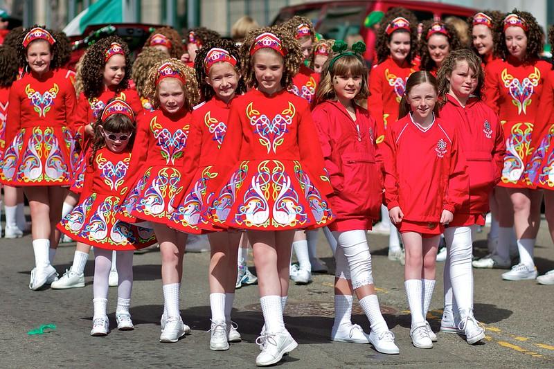 A group of Irish young female dancers