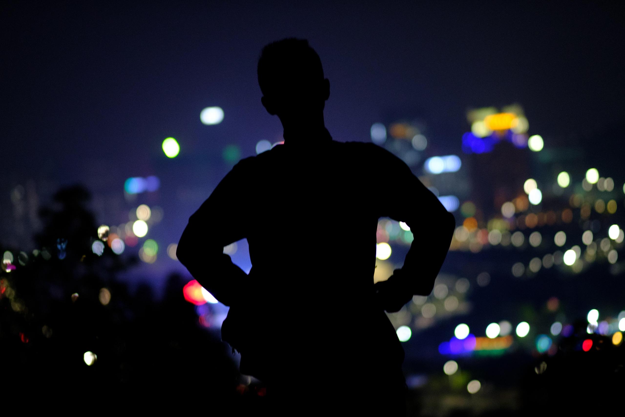 A silhouette of a man