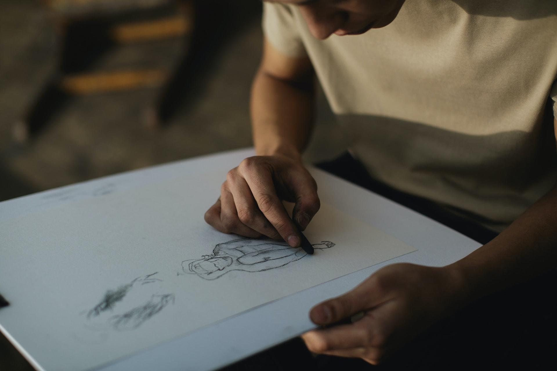 A painting on a piece of paper