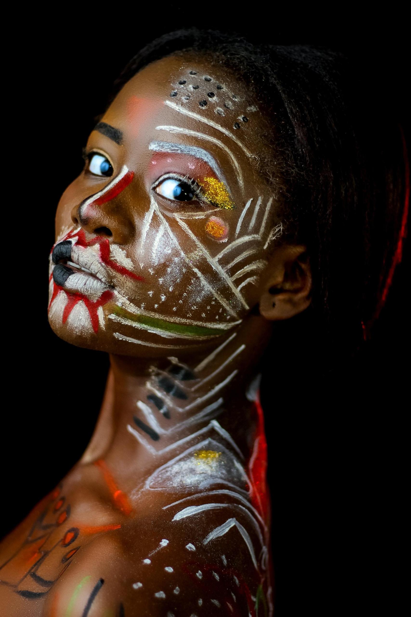 Painting of a woman's face and body