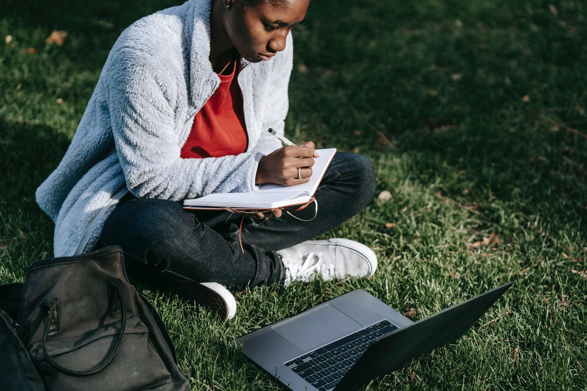 Girl taking online lessons