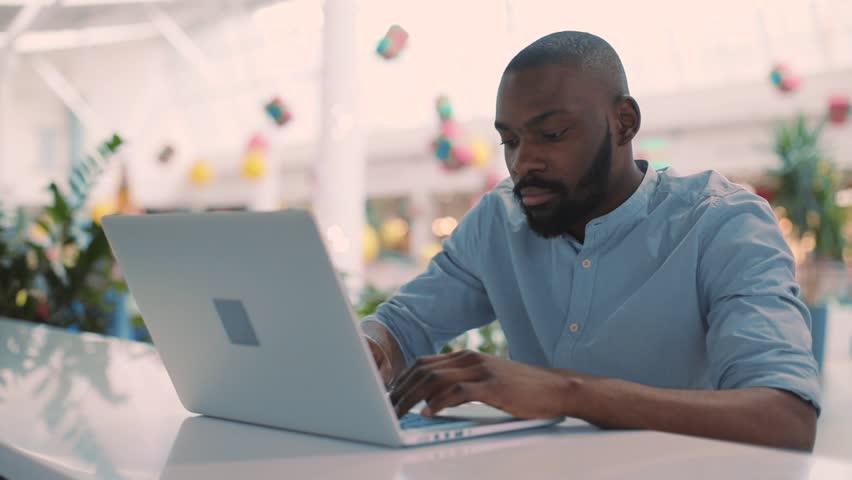 A young man doing a research