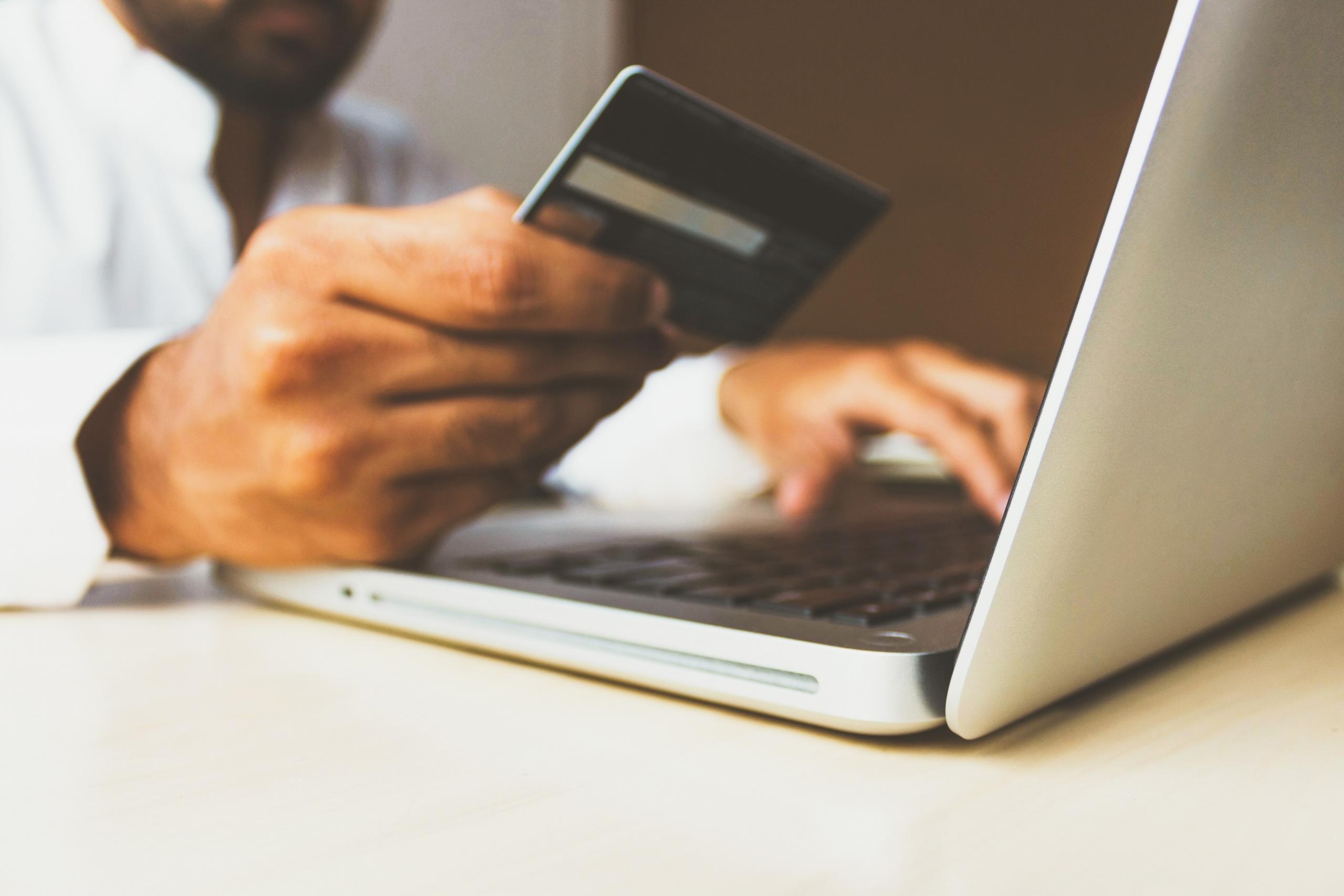 A man shoping online with his card