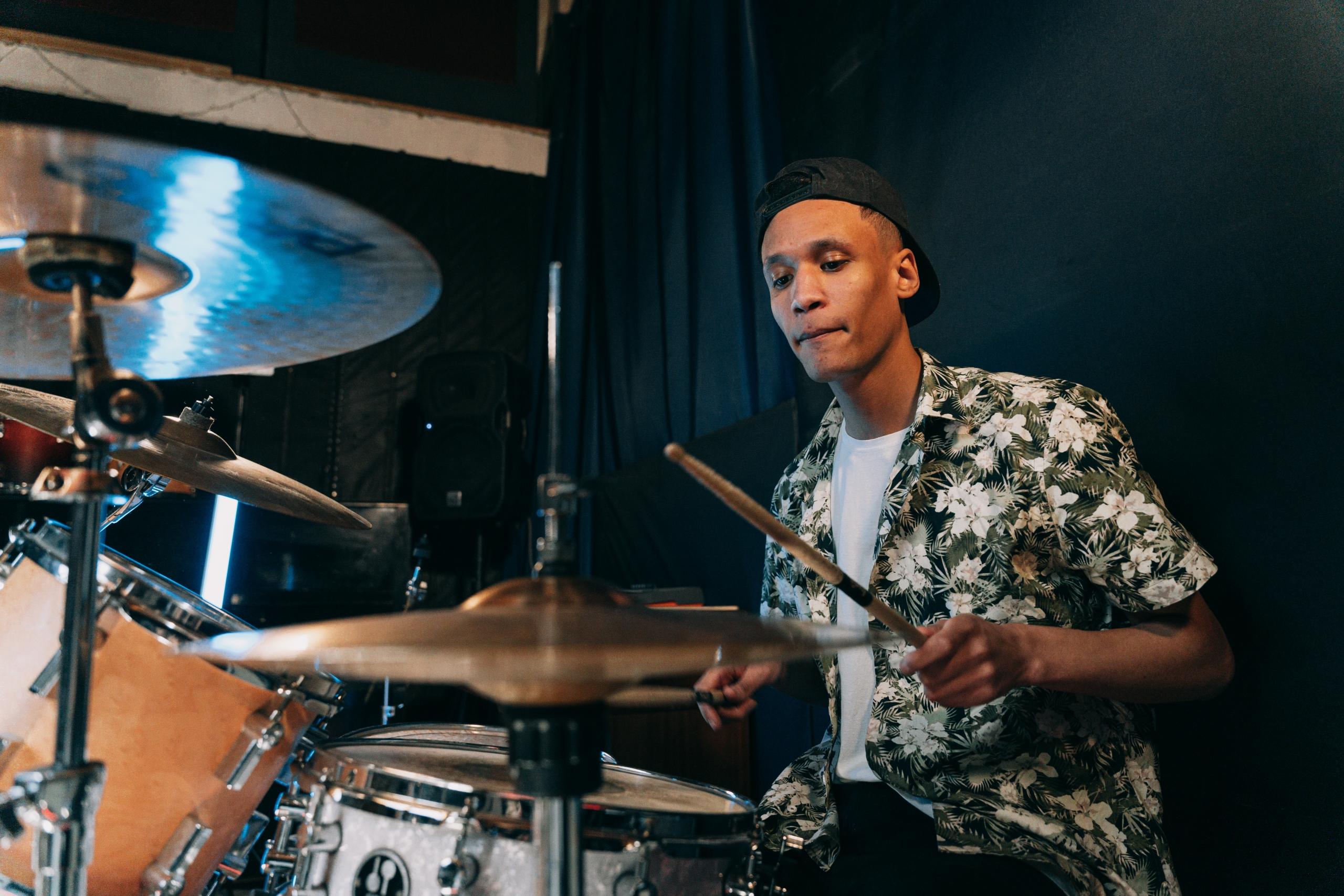 Young boy drumming