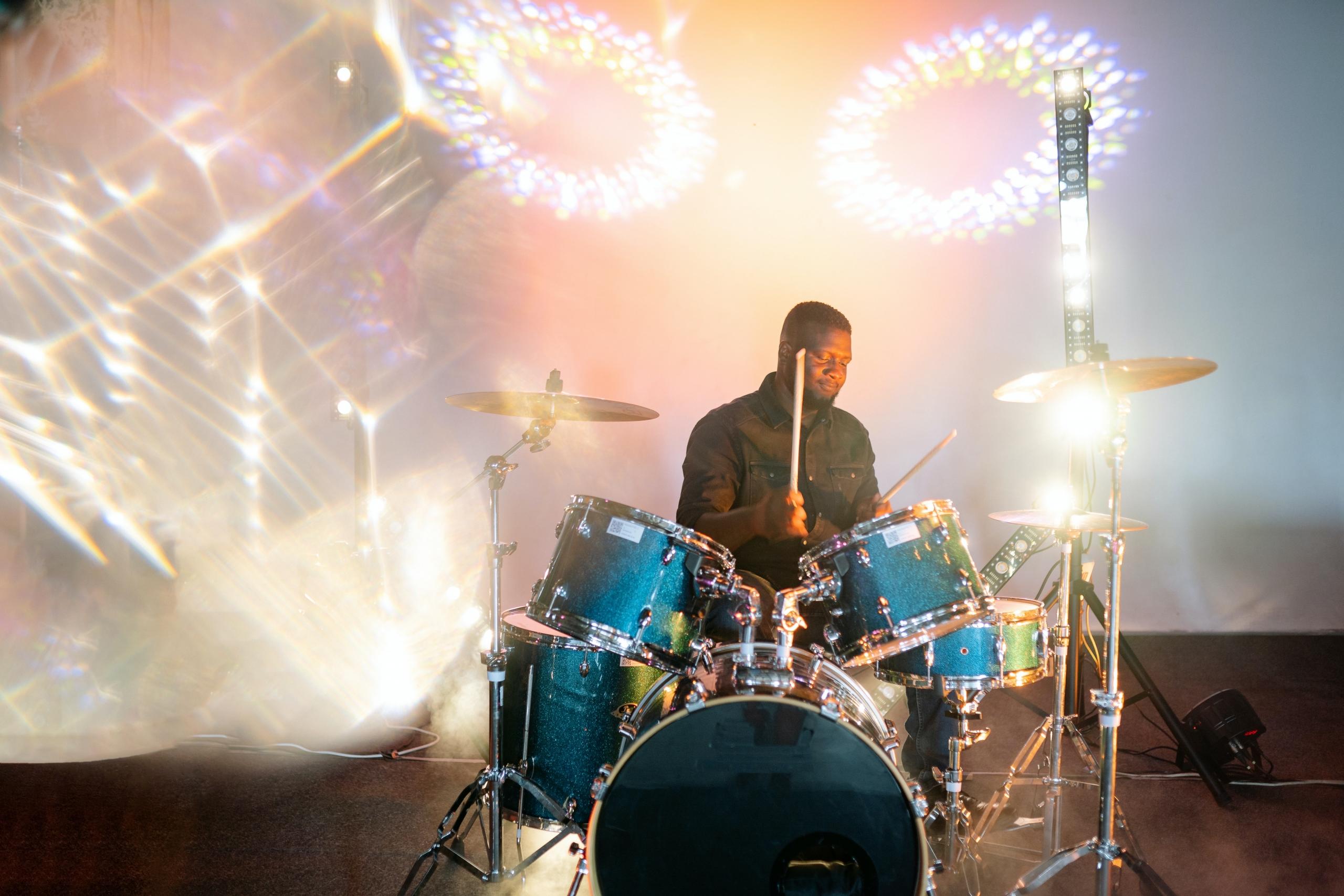 Black man drumming