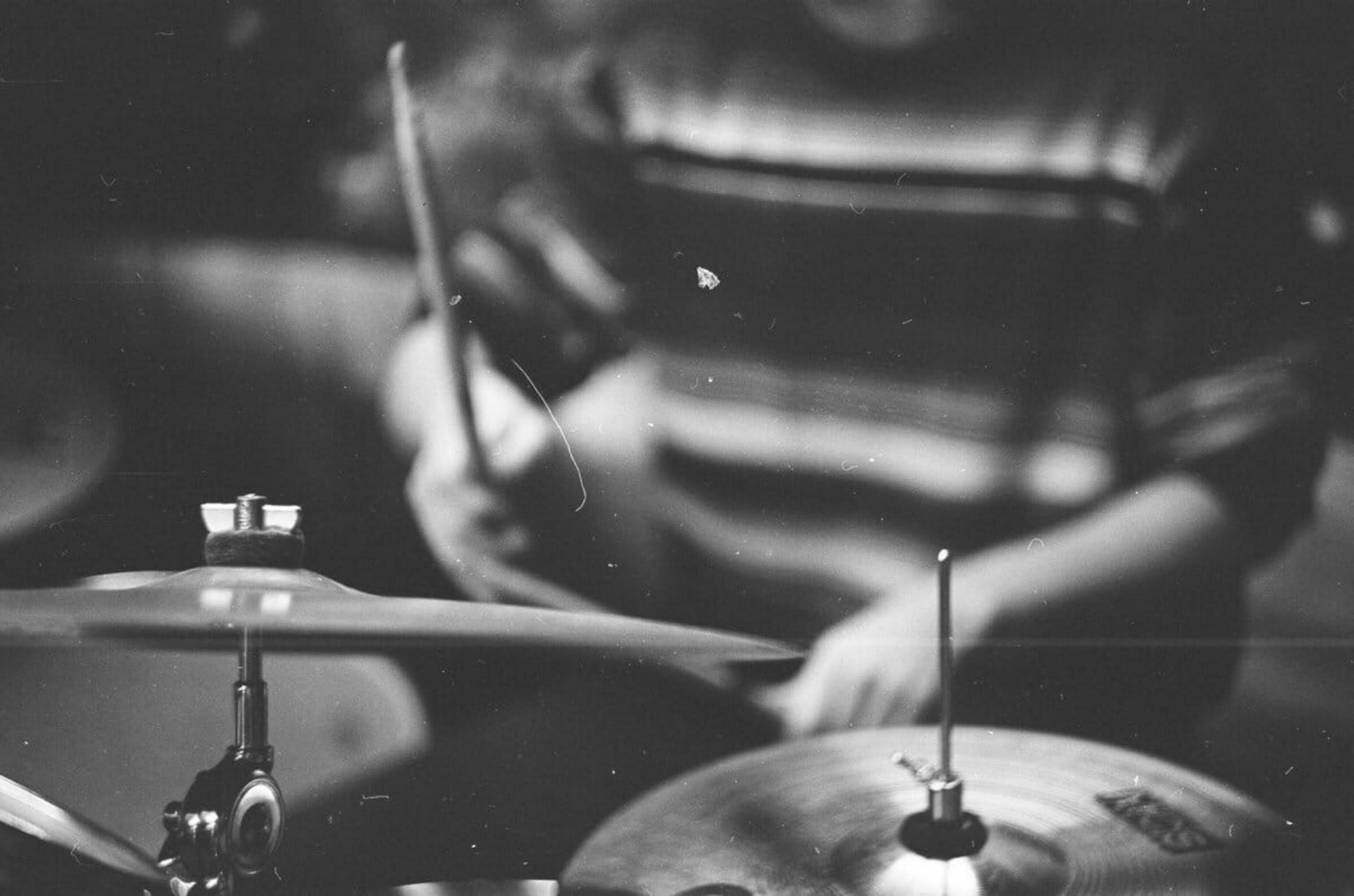 Drummer hitting the cymbal
